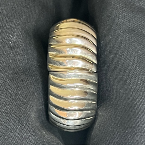 Chunky Silver Tone Clamper Bracelet - Picture 7 of 10